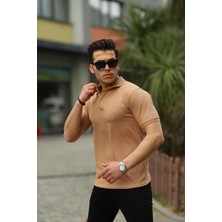 Comstar Erkek Kıvrılmaz Polo Yaka Cepsiz Slim Fit Dar Kesim Düz T-Shirt