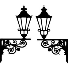 AK-SA-STR Park Lambası Şamdan Duvar Sticker 40 x 22 cm