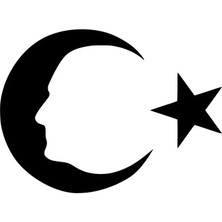 AK-SA-STR Ay Yıldız Atatürk Silüet Sticker 20 x 14 cm