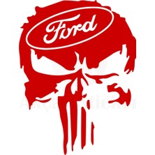 AK-SA-STR Ford Için Özel Yeni Uyumlu Aksesuar Kuru Kafa Oto Özel Yeni Sticker Kırmızı 30*25 cm