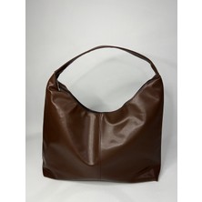 Özbu Acı Kahve Deri Büyük Boy Salaş Omuz Çanta