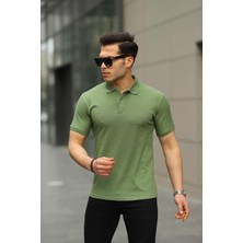 Comstar Erkek Kıvrılmaz Polo Yaka Cepsiz Slim Fit Dar Kesim Düz T-Shirt
