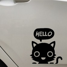 AK-SA-STR Karikatür Kedi Tasarım Su Geçirmez Çıkarılabilir Oto Özel Yeni Sticker Siyah 19*16 cm