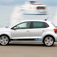 AK-SA-STR Volkswagen Polo Yan Kapı Siyah Mavi Sticker Etiket Modeli