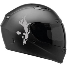 AK-SA-STR Tek Renk Alevli Kafatası (Flaming Skull Helmet Stickers) Kask Sticker Etiket Modeli