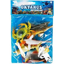 Popüler Sepet Okyanus Hayvanları Poşetli 7'li Hayvan Oyun Seti -Nessiworld - 1000713