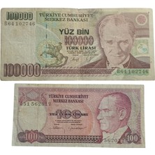 Yediotuz Digital Pazarlama 7. Emisyon 100.000 ve 100 Türk Lirası . Cumhuriyet Dönemi Koleksiyon Kağıt Para. Numismatik