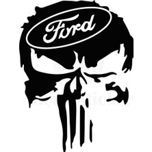 AK-SA-STR Ford Için Özel Yeni Uyumlu Aksesuar Kuru Kafa Oto Özel Yeni Sticker Siyah 30*25 cm