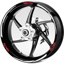 AK-SA-STR Yeni Özel  Motosiklet Jant Şeridi Rks Kırmızı Yazı Beyaz Şerit Sağ-Sol/ön-Arka