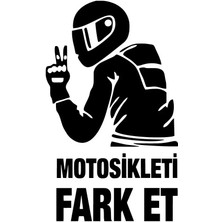 AK-SA-STR Motosikleti Fark Et Oto Özel Yeni Sticker Siyah 20 x 32 cm