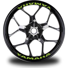 AK-SA-STR Neon Sarı Yamaha Yazılı 8li Jant Içi Yazı Sticker Etiket