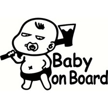 AK-SA-STR Arabada Bebek Var Baltalı Oto Arka Cam Sticker 20 x 14 cm