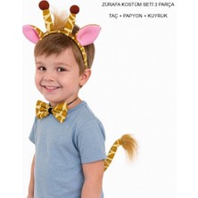 Evaglow Zürafa Kosümü Aksesuar Seti 3 Lü - Taç Papyon Kuyruk