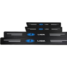 Autowise Lada Logolu Karbon Kapı Eşiği Koruyucu Bant Folyo 4'lü Set