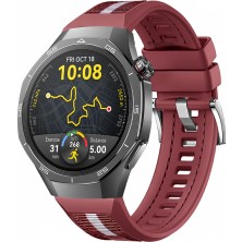 MMP Shop Huawei Watch Gt5 Pro 46MM Uyumlu Metal Tokalı Dikiş Detaylı Spor Silikon Kordon