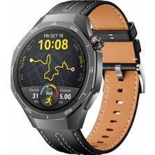 MMP Shop Huawei Watch Gt5 Pro 46MM Uyumlu Yüksek Kalite Dikiş Detaylı Metal Tokalı Pu Deri Kordon