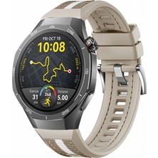 MMP Shop Huawei Watch Gt5 Pro 46MM Uyumlu Metal Tokalı Dikiş Detaylı Spor Silikon Kordon