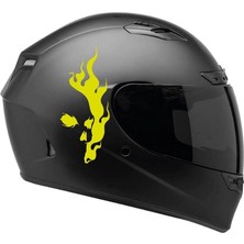 AK-SA-STR Tek Renk Alevli Kafatası (Flaming Skull Helmet Stickers) Kask Sticker Etiket Modeli