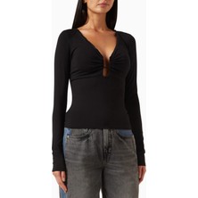 Good American U-Wire Uzun Kollu Jersey Top, Şık-Modern Kadın Bluz