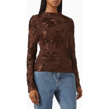 Rotate Birger Christensen Çiçek Aplikeli Fitted Mesh Kadın Üst, Şık ve Romantik Bluz