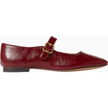 Sam Edelman Michaela Bordo Deri, Kare Burun Tokalı Mary Jane Kadın Ayakkabı
