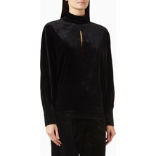 Marella Camel 1 Kadife Bluz, Yüksek Yaka ve Şık Akışkan Siluet