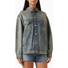 Good American Kaplamalı Oversize Denim Ceket, Modern Şık-Günlük Kadın Dış Giyim