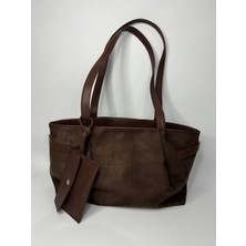 Özbu Ema Cüzdan Detaylı Süet Omuz Çanta (Geniş Hacimli, Iç Astarlı, Fermuarlı)