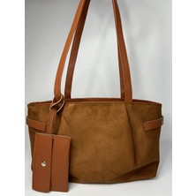 Özbu Ema Cüzdan Detaylı Süet Omuz Çanta (Geniş Hacimli, Iç Astarlı, Fermuarlı)