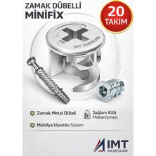 İmt Aksesuar Zamak Metal Dübelli Minifix Gövde Mil ve Dübel Seti - Mobilya ve Dolap Bağlantı Elemanı (20 Takım)