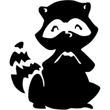 AK-SA-STR Sevimli Rakun Oto Özel Yeni Sticker Siyah 30 x 36 cm