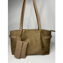 Özbu Ema Cüzdan Detaylı Süet Omuz Çanta (Geniş Hacimli, Iç Astarlı, Fermuarlı)