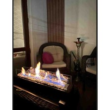 Moor Garden Metal Siyah Renk Masa Üstü Şömine Büyük Boy Yakıt ve Dekoratif Taş Hediyeli