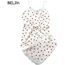 Belpa Sıla Sella Bamboo Kadın Şortlu Pijama Takımı – Askılı Dantel Detaylı