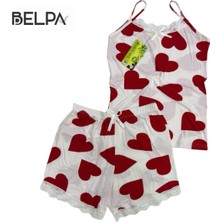 Belpa Sıla Sella Bamboo Kadın Şortlu Pijama Takımı – Askılı Dantel Detaylı