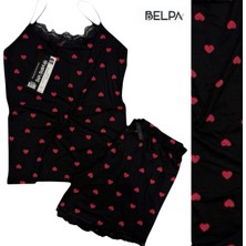 Belpa Sıla Sella Bamboo Kadın Şortlu Pijama Takımı – Askılı Dantel Detaylı