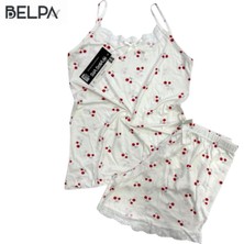 Belpa Sıla Sella Bamboo Kadın Şortlu Pijama Takımı – Askılı Dantel Detaylı