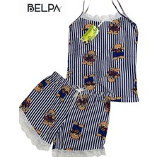 Belpa Sıla Sella Bamboo Kadın Şortlu Pijama Takımı – Askılı Dantel Detaylı