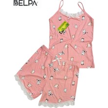 Belpa Sıla Sella Bamboo Kadın Şortlu Pijama Takımı – Askılı Dantel Detaylı