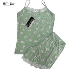 Belpa Sıla Sella Bamboo Kadın Şortlu Pijama Takımı – Askılı Dantel Detaylı