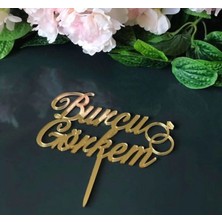 Güven Pleksi Isimli Pasta Süsü Topper Nişan Yüzük Resimli