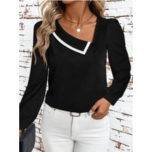 byasafkids Kadın Uzun Kollu Yaka Detaylı Düğmeli Ithal Krep Bluz