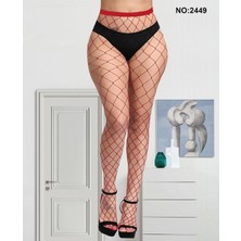 Luxaren Kadın Kırmızı File Külotlu Çorap 2449