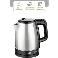 Ayder Timya ÇELİK KETTLE 1.7LT GİZLİ REZİSTANS - KABLOSUZ SK-8015 (Timya/Go1395)  197659