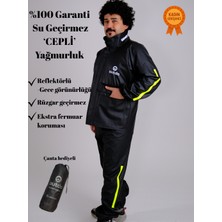 Outdo Motorcu Yağmurluğu Cepli Alt Üst Takım Su Geçirmez PVC Malzeme ile Siyah Renk