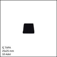 Adilon Plastik Iç Tapa, Profil Tapası, Kare, Siyah, 25X25 mm (10 Adet)
