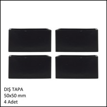 Adilon Plastik Dış Tapa, Profil Tapası, Kare, Siyah, 50X50 mm (4 Adet)