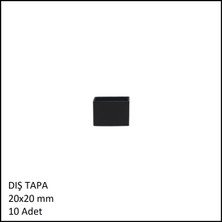 Adilon Plastik Dış Tapa, Profil Tapası, Kare, Siyah, 20X20 mm (10 Adet)