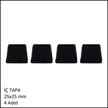 Adilon Plastik Iç Tapa, Profil Tapası, Kare, Siyah, 25X25 mm (4 Adet)