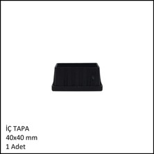 Adilon Plastik Iç Tapa, Profil Tapası, Kare, Siyah, 40X40 mm
